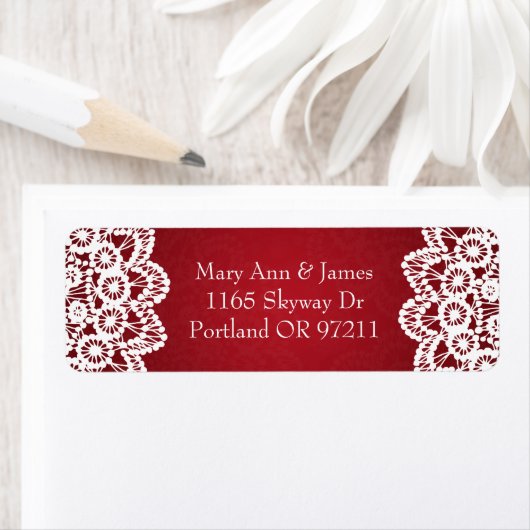エレガントなウェディングアドレスヴィンテージレースレッド ラベル (インサイチュ)