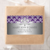 エレガントなウェディングアドレス（紋章の）フラ・ダ・リ紫 ラベル (インサイチュ)