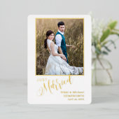 エレガントなウェディングアナウンスフォトカードとフォイル 箔シーズンカード (立ち正面)