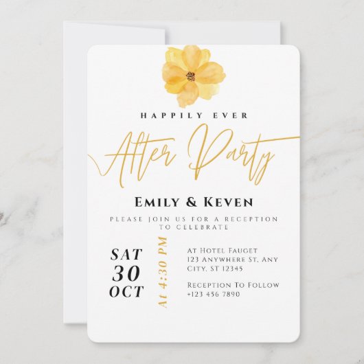 エレガントなウェディングアフターパーティの招待状 招待状 (正面)