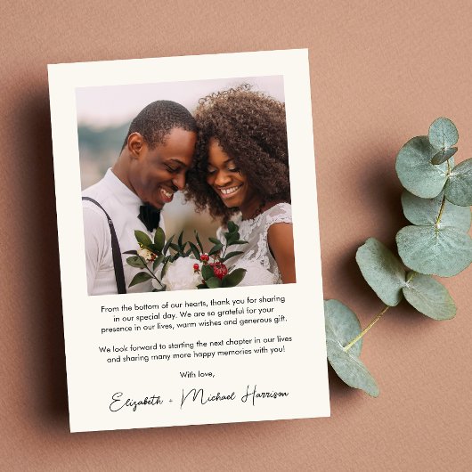 エレガントなウェディングアーチ型フォトクリーム サンキューカード