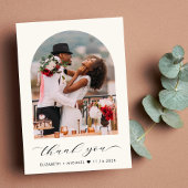 エレガントなウェディングアーチ型フォトクリーム サンキューカード