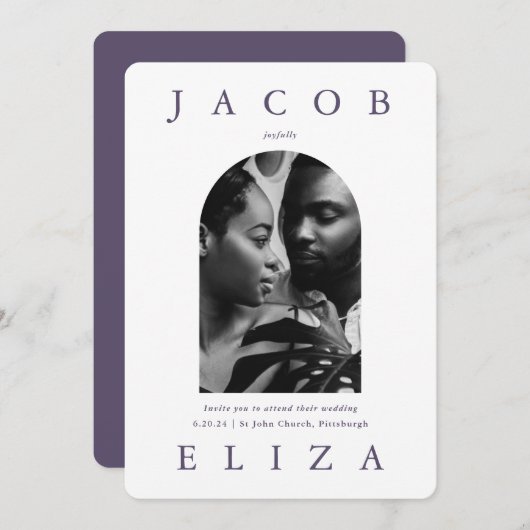 エレガントなウェディングアーチRsvpコード2枚の写真 招待状 (正面/裏面)