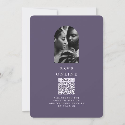 エレガントなウェディングアーチRsvpコード2枚の写真 招待状 (裏面)