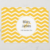 エレガントなウェディングイエローシェブロンパターン 招待状 (正面/裏面)