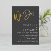 エレガントなウェディングウェブサイトソフトブラック金ゴールド 箔招待状 (立ち正面)