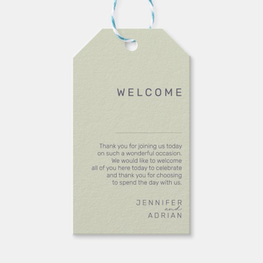 エレガントなウェディングウェルカムギフトラベルパーソナライズされた- ギフトタグ (正面)