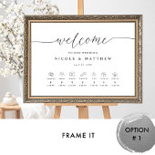 エレガントなウェディングウェルカムサインとタイムライン ポスター