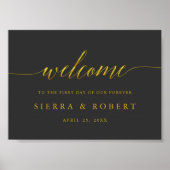 エレガントなウェディングウェルカムサインとフェイク金ゴールドスクリプト ポスター (正面)