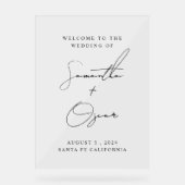エレガントなウェディングウェルカムサインカスタム名と日付 アクリルサイン (正面)
