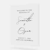 エレガントなウェディングウェルカムサインカスタム名と日付 アクリルサイン (傾斜)