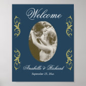 エレガントなウェディングウェルカムサインポスターと写真 ポスター (正面)