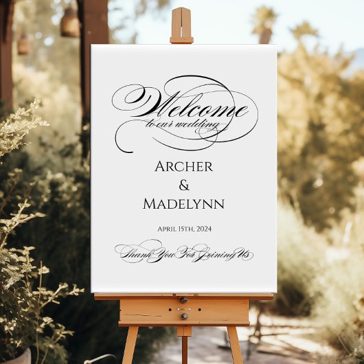 エレガントなウェディングウェルカムサイン豪華な書道 ポスター