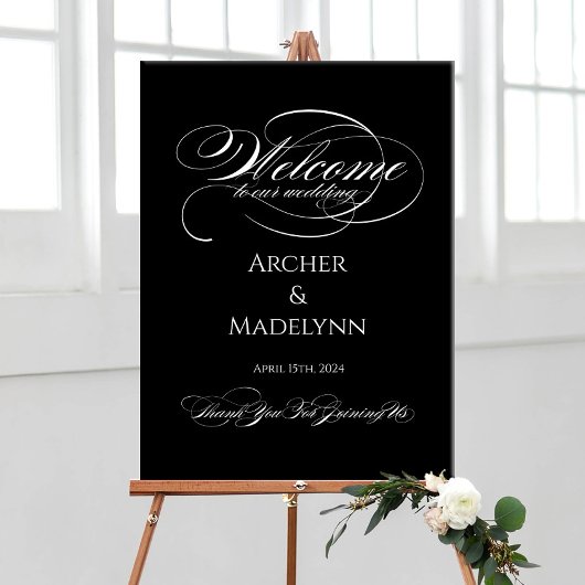 エレガントなウェディングウェルカムサイン豪華な書道 ポスター