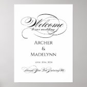 エレガントなウェディングウェルカムサイン豪華な書道 ポスター (正面)