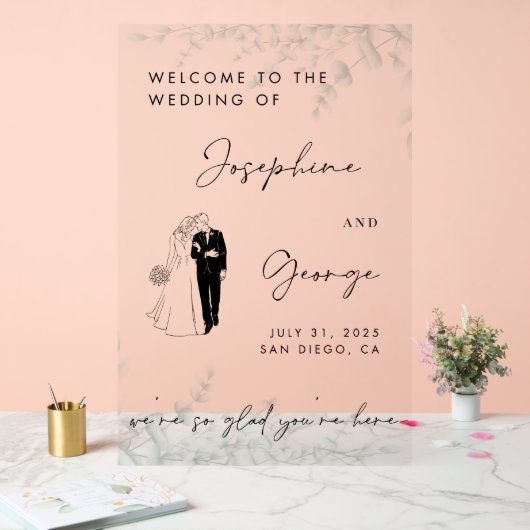 エレガントなウェディングウェルカムサイン、アクリルカスタムの記号 アクリルサイン (ウェディング)