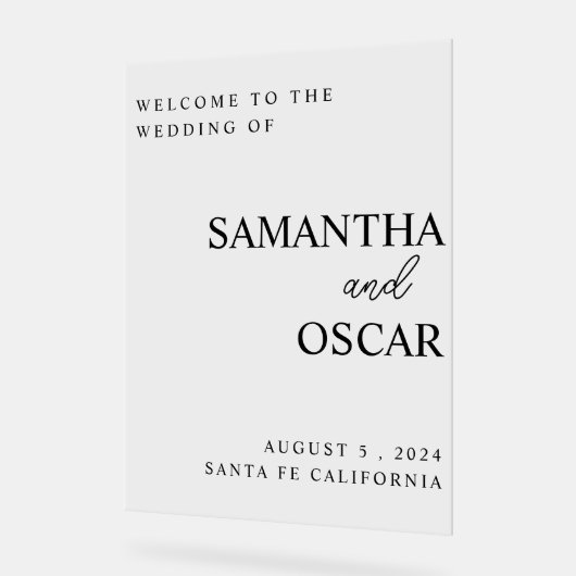 エレガントなウェディングウェルカムサイン アクリルサイン (傾斜)