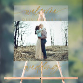 エレガントなウェディングウェルカムフロステッド写真 | ゴールド アクリルサイン (ニュートラル)