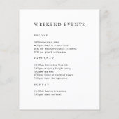 エレガントなウェディングウェルカムレターのタイムライン (裏面)