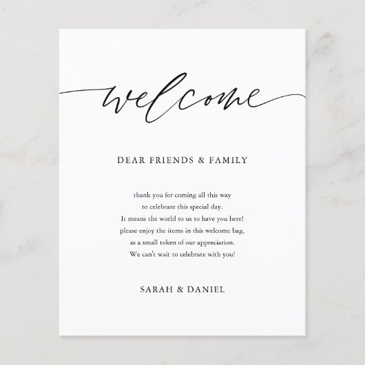 エレガントなウェディングウェルカムレターのタイムライン (正面)