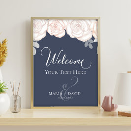 エレガントなウェディングウェルカム独自の石板ブルーを作成 チラシ