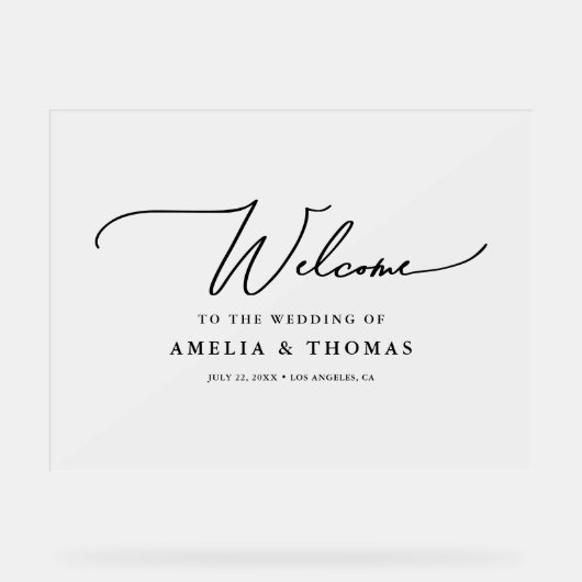 エレガントなウェディングウェルカム アクリルサイン (正面)