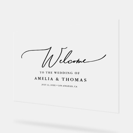 エレガントなウェディングウェルカム アクリルサイン (傾斜)