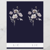 エレガントなウェディングウォーターカラーのダークネイビーのダブルメニュー (裏面)