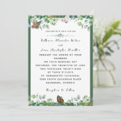 エレガントなウェディングウォーターカラーフローラバタフライグリーン 招待状 (スタンド正面)