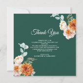 エレガントなウェディングウォーターカラーフローラ写真ありがとう サンキューカード (裏面)