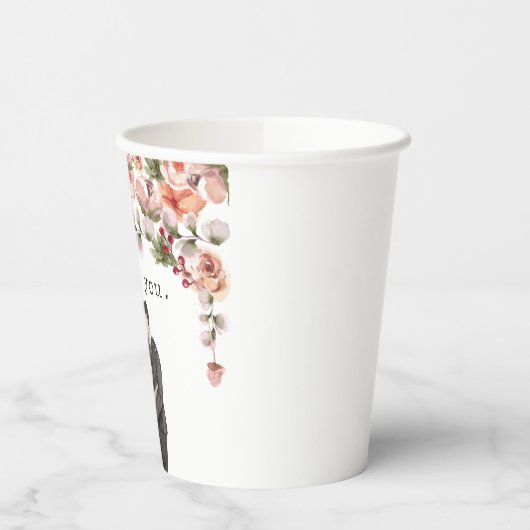エレガントなウェディングウォーターカラーフローラ 紙コップ (左)