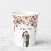 エレガントなウェディングウォーターカラーフローラ 紙コップ (正面)