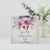 エレガントなウェディングウォーターカラー花RSVPカード 招待状 (スタンド正面)