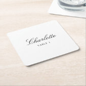 エレガントなウェディングエスコートカードネーム座席表 スクエアペーパーコースター (アングル)