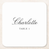 エレガントなウェディングエスコートカードネーム座席表 スクエアペーパーコースター (正面)