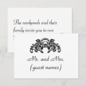 エレガントなウェディングエスコートカード 招待状 (正面/裏面)