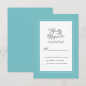 エレガントなウェディングエンクロージャアクアとホワイト 出欠カード (正面/裏面)