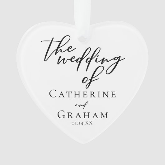 エレガントなウェディングカップルの写真ハートクリスマス オーナメント (正面)