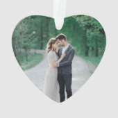 エレガントなウェディングカップルの写真ハートクリスマス オーナメント (裏面)