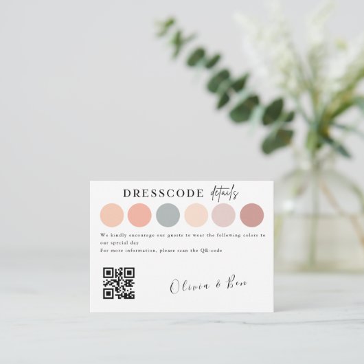 エレガントなウェディングカラードレスコード挿入 エンクロージャーカード (スタンド正面)