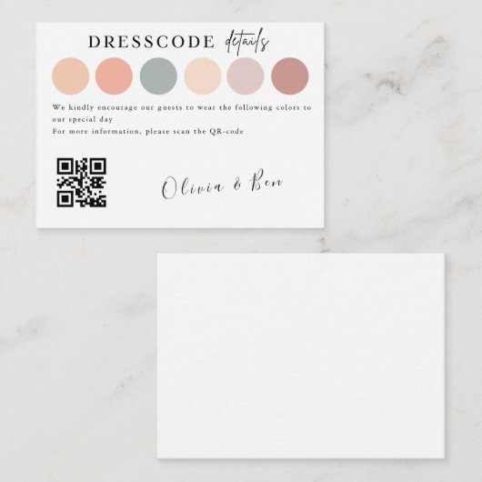 エレガントなウェディングカラードレスコード挿入 エンクロージャーカード (正面/裏面)