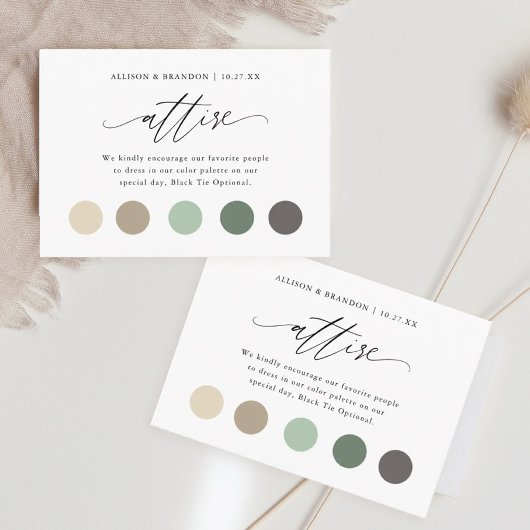 エレガントなウェディングカラードレスコード挿入 エンクロージャーカード