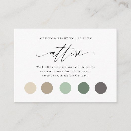 エレガントなウェディングカラードレスコード挿入 エンクロージャーカード (正面)