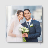 エレガントなウェディングカリグラフィーフォトハートシルバー ゲストブック (裏面)