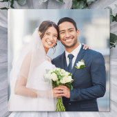 エレガントなウェディングカリグラフィーフォトハートシルバー ゲストブック