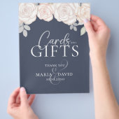 エレガントなウェディングカードとギフトサイン石板ブルー チラシ (手)