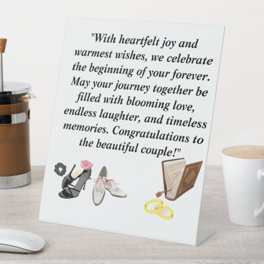 エレガントなウェディングカード – シックなブラックヒールとピンク 台座サイン (インサイチュ)