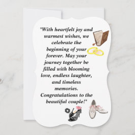 エレガントなウェディングカード – ピンクの付いたおしゃれな黒のヒール 招待状