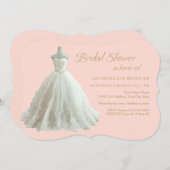 エレガントなウェディングガウンブライダルシャワー招待 招待状 (正面/裏面)