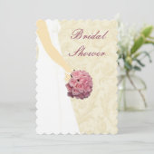 エレガントなウェディングガウンブライダルシャワー招待 招待状 (スタンド正面)